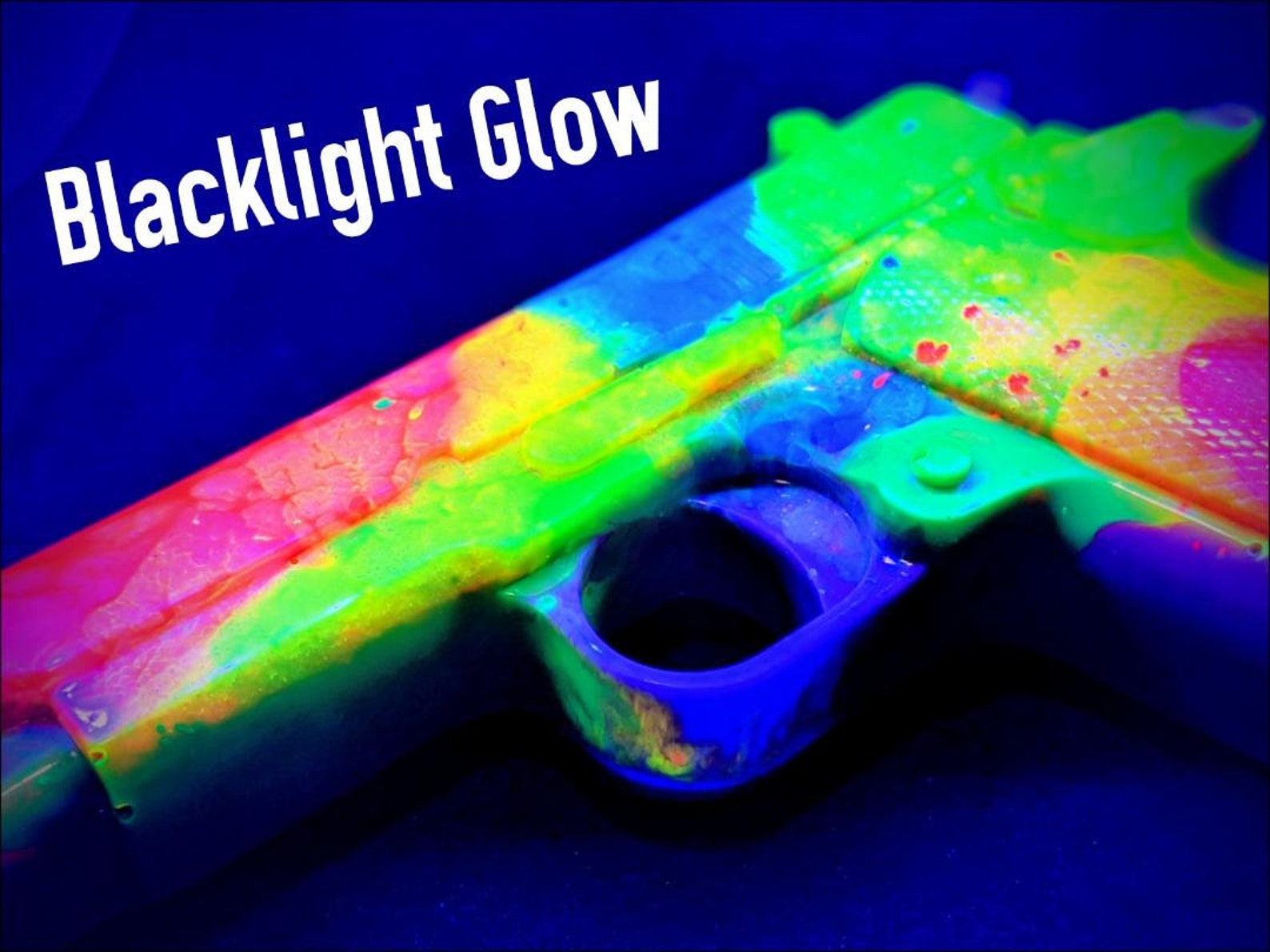 Black Light Glow Neon Gun Large Resin Hand Gun Black Light Neon Design