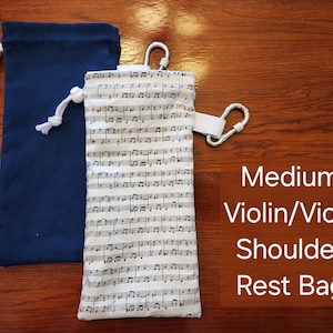 Medium Violin/Viola Shoulder Rest Bag, Canvas, Sheet Music Fabric