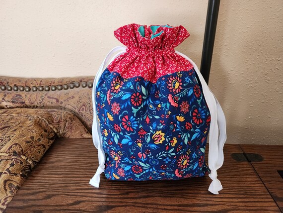 Large Floral Project Bag: Pioneer Woman Fabric, Drawstring  display picture 2