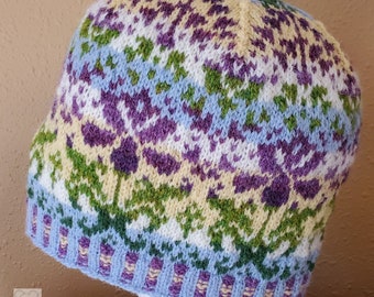 Blooming Grace Fair Isle Hat Pattern: Slouchy Beanie (PDF Download)