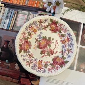 Vintage Spode Copeland SPODE’S Aster Red (Gadroon) Floral Pattern Plate