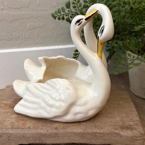 Vintage Double Swan Ceramic Planter | MCM Swan | MCM Planter