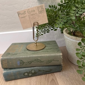 Vintage Brass Paper Clip Paper Holder Desk Accessory