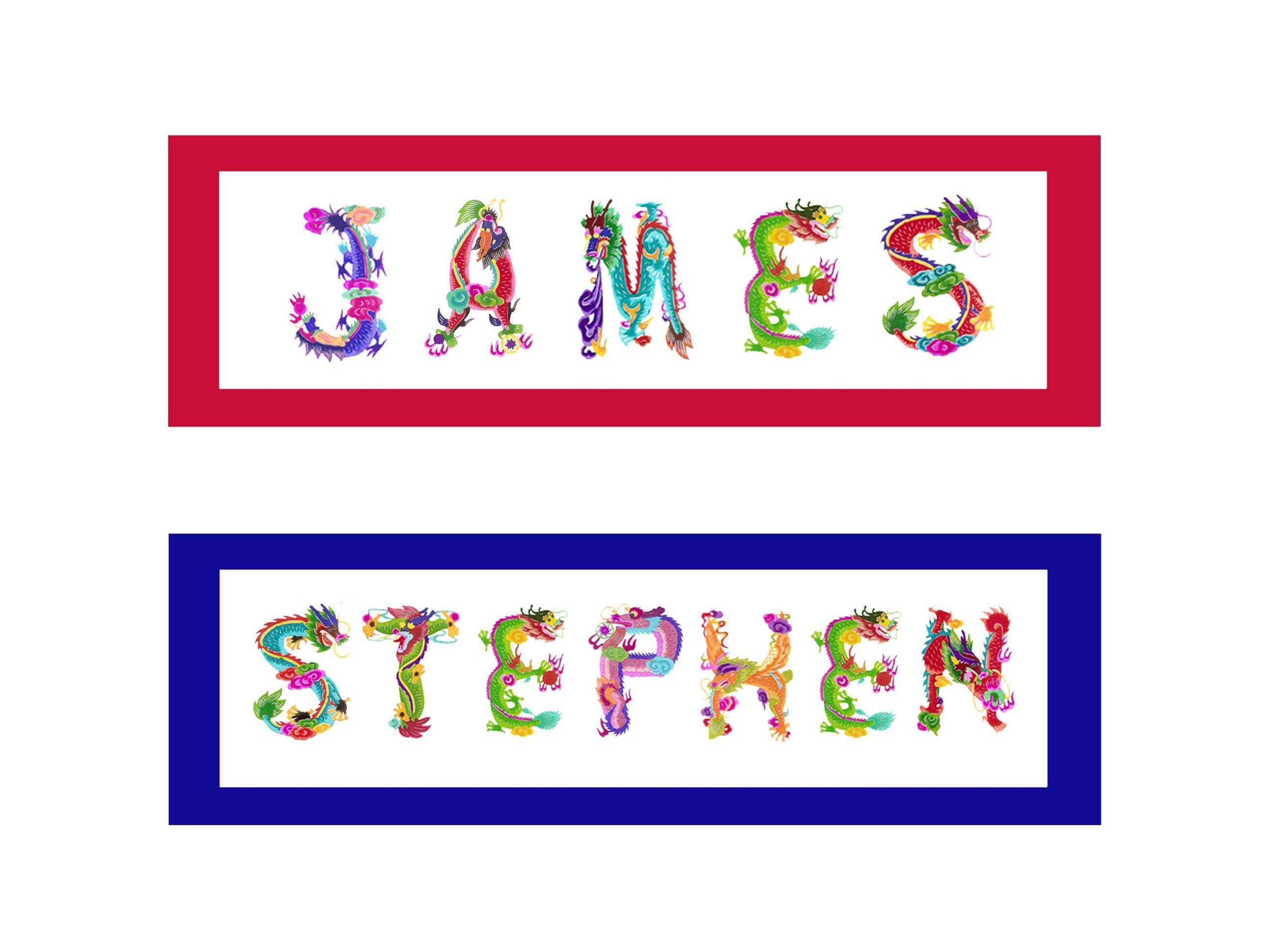 Custom Name of Art, Creative Letters, personalized  Name, Special Traditional Paper-Cut, Manual Dyeing Technology, Perfect gift(Dragon)