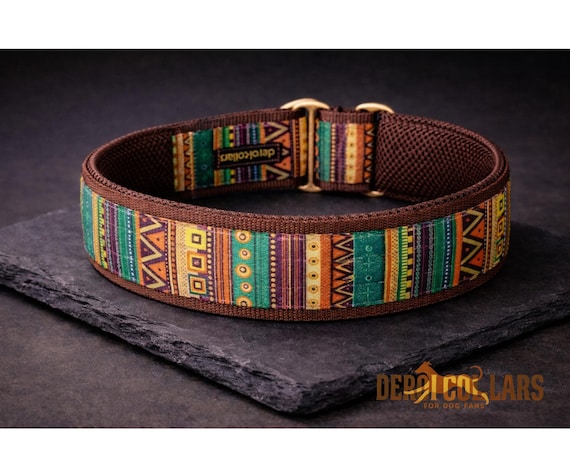 Breites Zugstopp oder Klickverschluss Hundehalsband Extra breit 5 cm | Boho  Ethno Style | weich AirMesh gepolstert, stufenlos verstellbar - Etsy.de