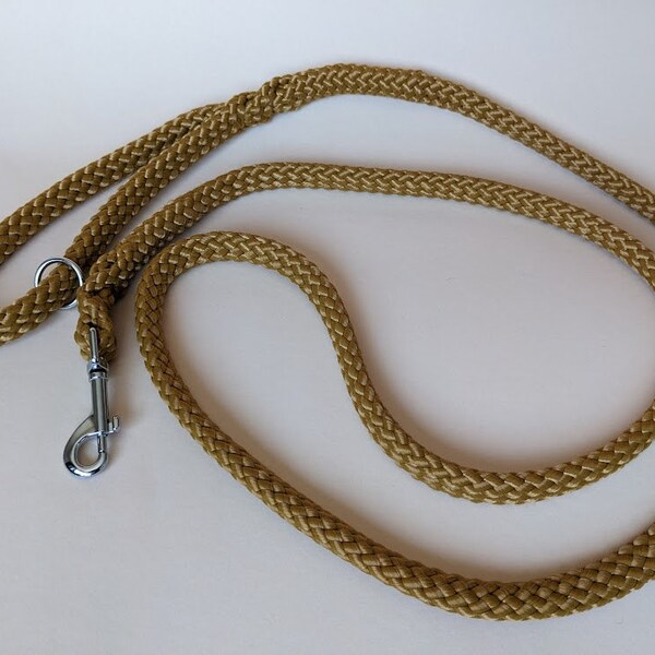 Dog leash made of PPM rope caramel with a fixed hand strap 2 m for medium and larger dogs