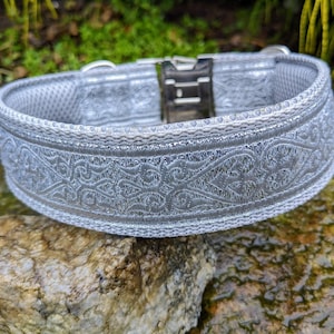 Wedding dog collar, silver glitter effect, romantic party collar, padded, photoshoot collar, gift for dog owners
