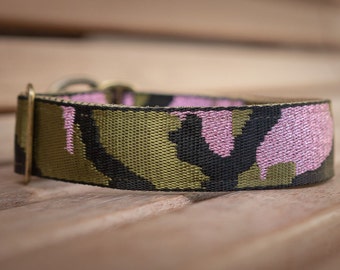 Jewelery dog collar extra wide 4 cm with soft padding, military look, pull stop collar light and stable, martingale adjustable