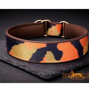 Modernt hundhalsband i militärstil, extra brett (5 cm), mjuk vaddering, robust martingalehalsband, justerbart, stabilt, bekvämt, lätt