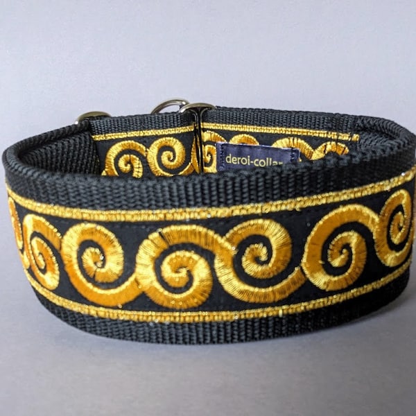 Breites orientalisches Hundehalsband extra breit 5cm, weiche Polsterung, Zugstopp-Halsband, Martingale verstellbar stabil komfortabel leicht