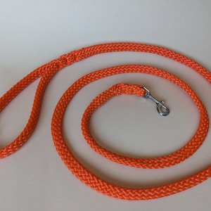 2 m Führleine schlicht und elegant Neon Orange mit fester Handschlaufe aus PPM Seil