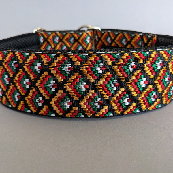 Pull stop dog collar extra wide 5 cm, softly padded, martingale adjustable stable comfortable light, fabric dog collar wide colorful