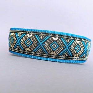 Snyggt extra brett (4 cm) martingalehalsband för hundar med mjuk vaddering, justerbart, säkert, lätt och robust, turkos