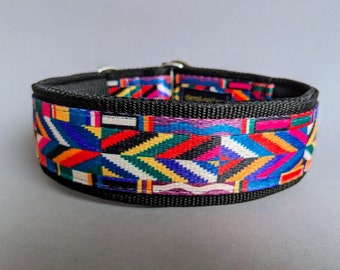 Dog collar extra wide 5 cm softly padded, pull stop collar adjustable Martingale comfortable and light, greyhound collar fabric colorful