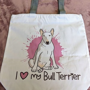 Handtasche-Bullterriermotiv, Schultertasche mit süßem Hundemotiv, bedruckt, faltbar, Stofftasche, Geschenkidee