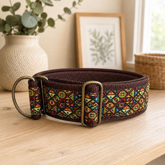 Bequemes Hundehalsband extra breit 5cm mit weicher Polsterung, Zugstopp verstellbar, sicheres Martingale, Stoffhalsband sanft & leicht