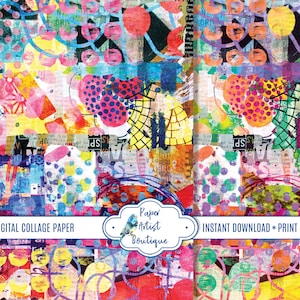 Collage Paper Digital Printable For Scrapbooking Junk Journals Mixed Media Art Etc. Letter Size 2 Sheets