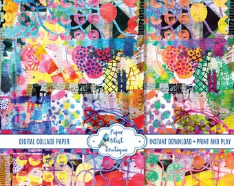 Abstract Collage Paper: Printable Mixed Media Art (Digital Download)