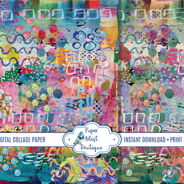 Papier pour collage imprimable : techniques mixtes, scrapbooking (téléchargement numérique)