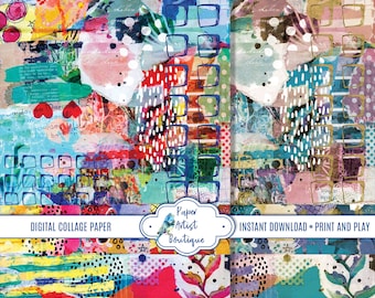 Artist Designed Collage Paper: Scrapbooking & Mixed Media (Digital Download)