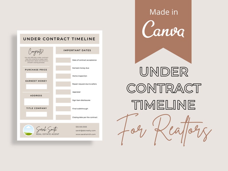 Under Contract Timeline Canva Template Client Handouts Etsy