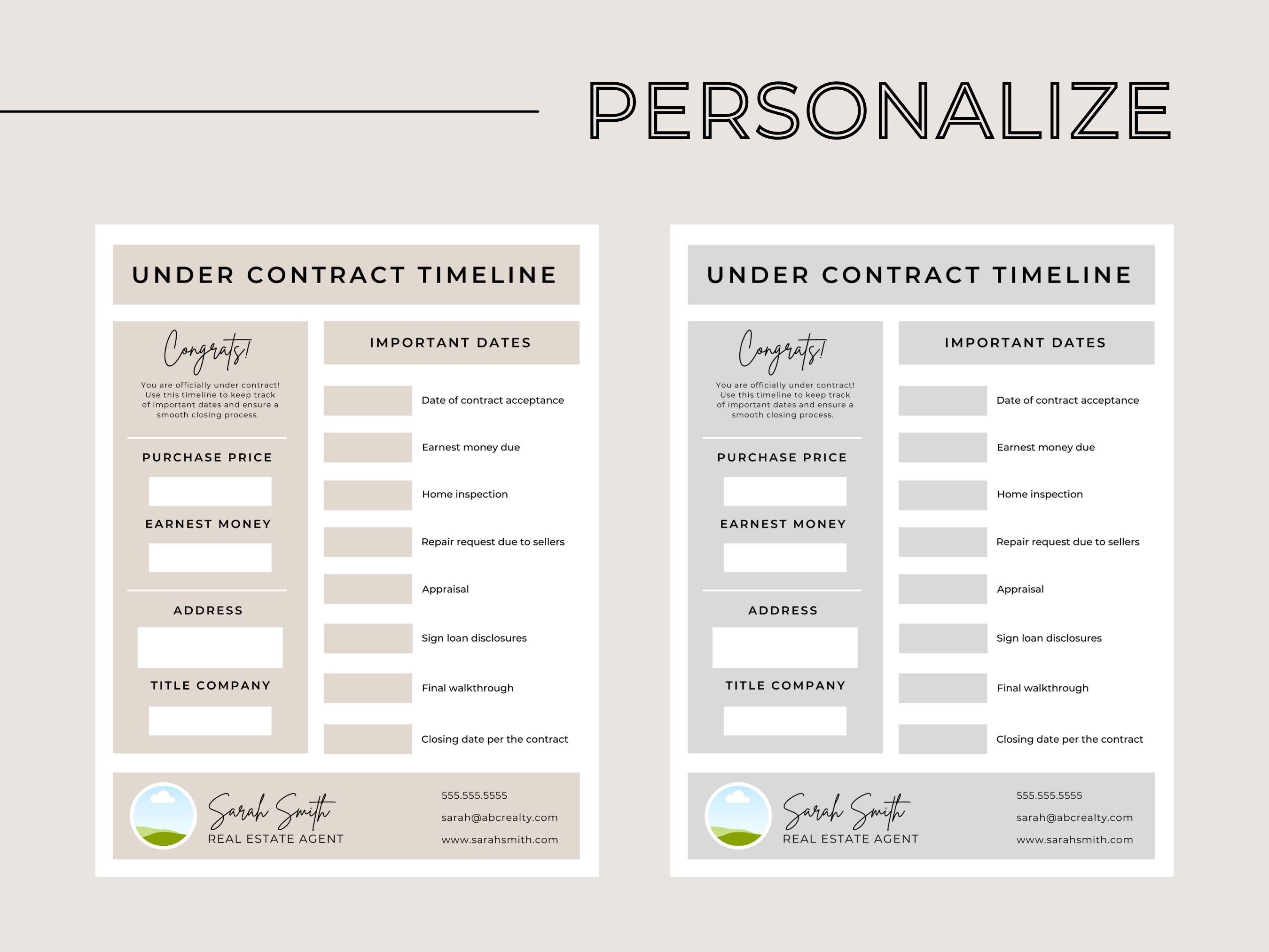 Under Contract Timeline Canva Template Client Handouts Etsy