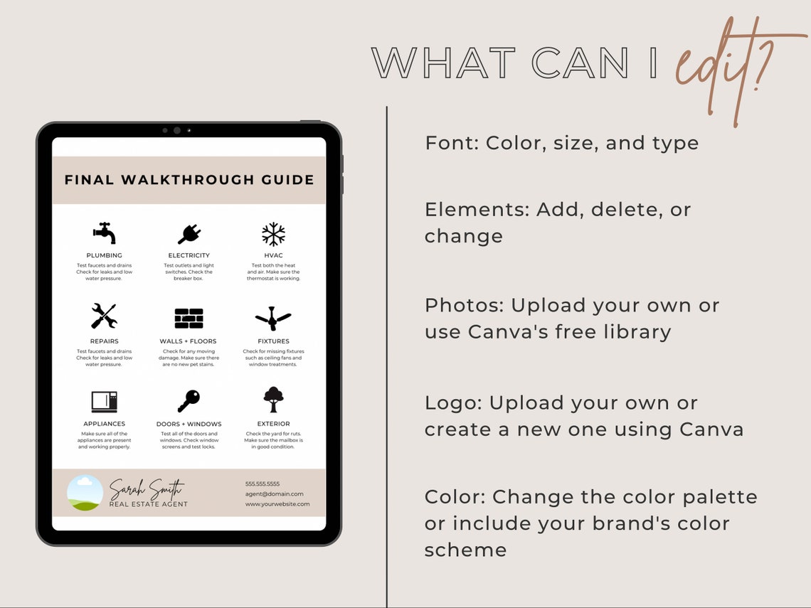 Final Walkthrough Guide Canva Template Home Buyer Guide Etsy
