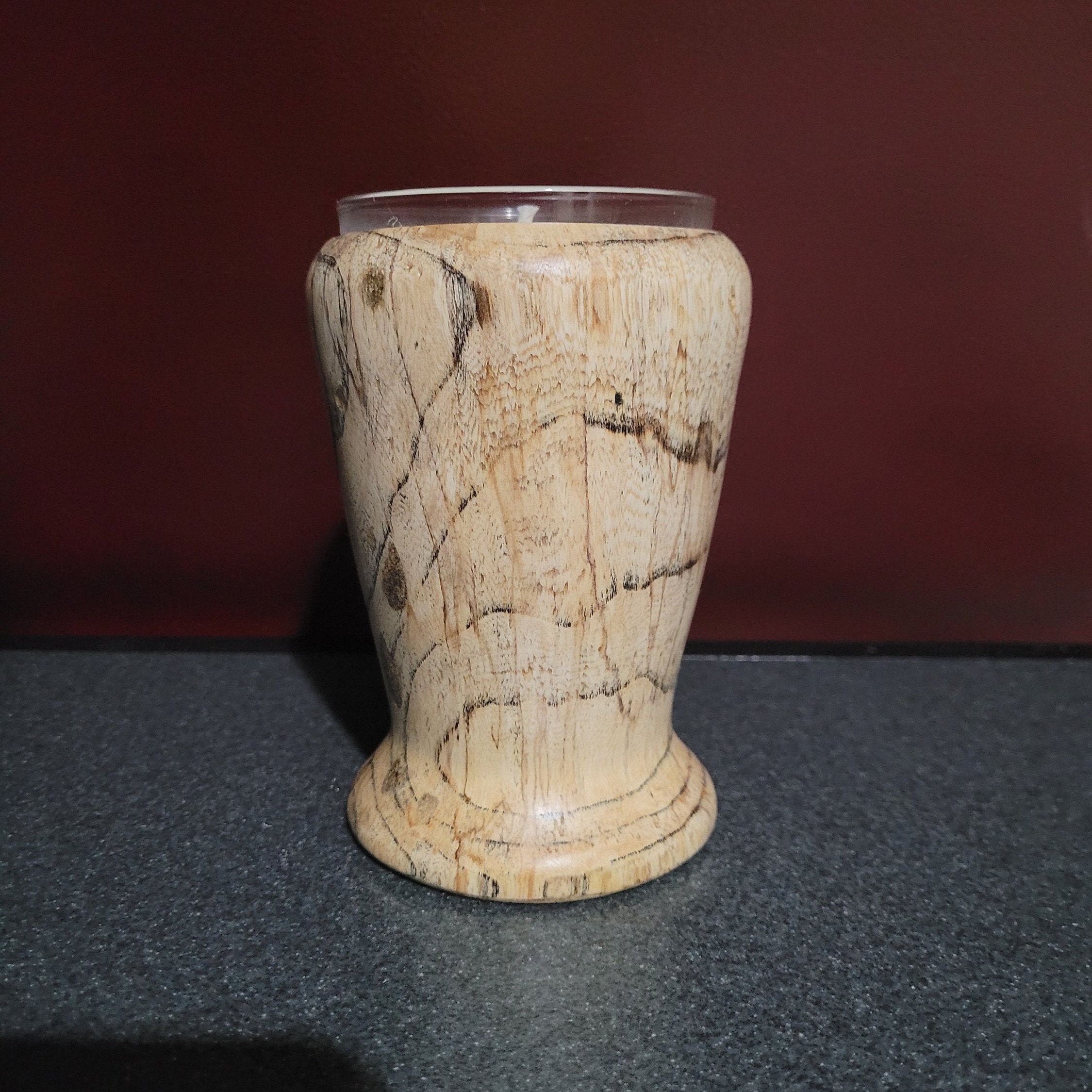 Hand Turned Wooden Candle Holder Spalted Maple Etsy