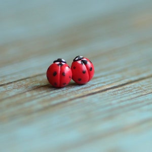 Ladybug clay earrings, ladybird earrings, big earrings, beetle earrings, unique earrings, gift earrings, hypoallergenic