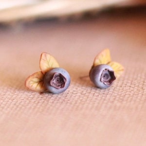 Blueberry clay earrings, fruit clay earrings, minimalist earrings, unique  earrings, food clay earrings, hypoallergenic, nickel free