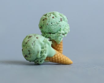 Mint Chocolate Chip Ice Cream Earrings, 925 sterling silver, titanium earrings, Hypoallergenic Food Jewelry