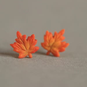 Maple Leaf Clay Earrings, 925 Sterling Silver Posts, Pure Titanium Posts, Fall Jewelry, Hypoallergenic.