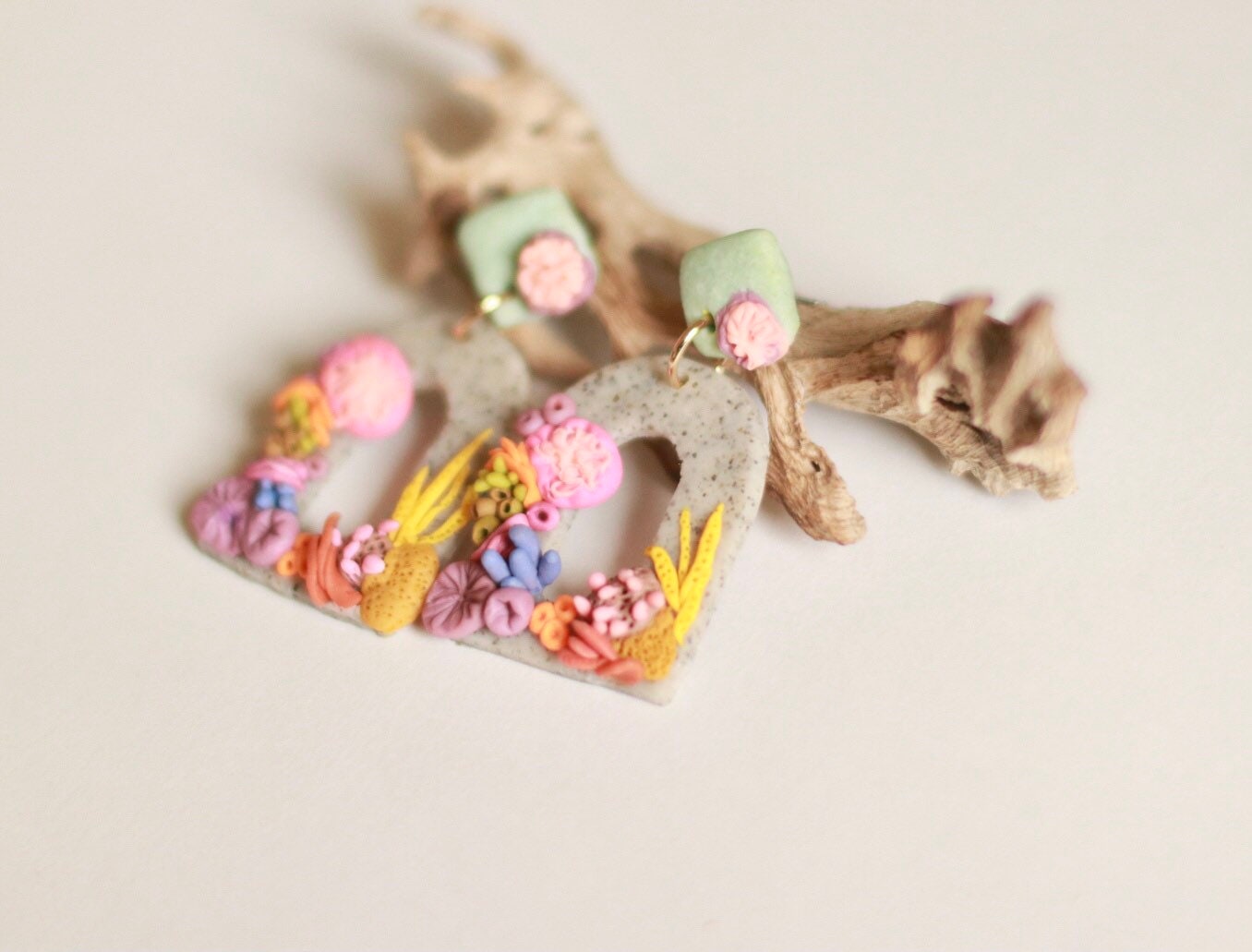 Coral reef clay earrings marine life clay earrings ocean Etsy
