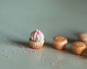 Cupcake Dangle Earrings, Miniature Dessert, 925 sterling silver, pure titanium.