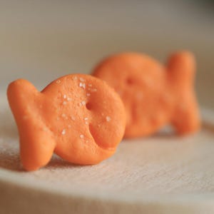 Fish cracker clay earrings, food earrings, snack earrings, miniature food jewelry, gift idea,hypoallergenic