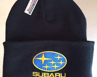 Subaru Embroidered Beanie Hat. Cuff 