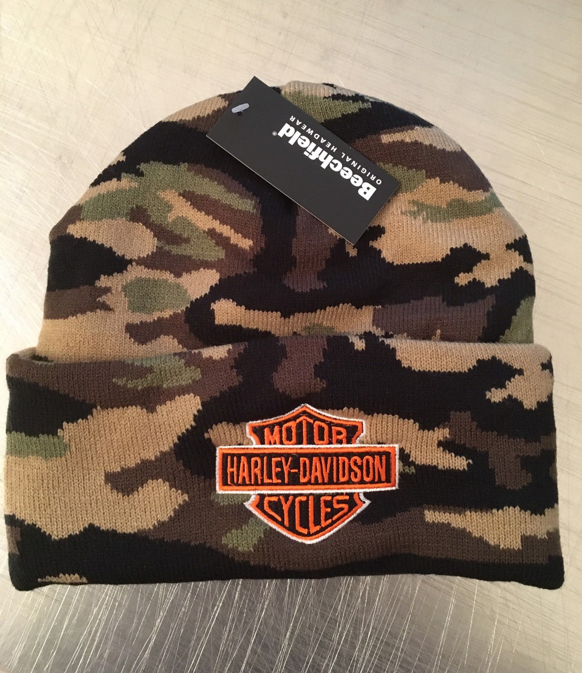 Camouflage Harley Davidson Beanie Hat Etsy