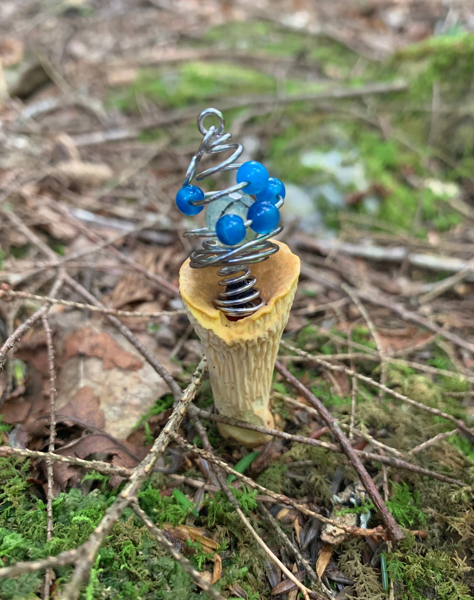 Tiny Mushroom Wire Wrapped Pendant Mushroom Pendant Dainty Etsy