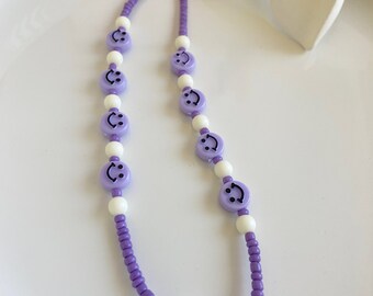 Purple Smileys Phone Strap