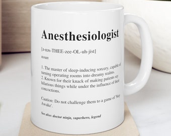 Taza con definición de anestesiología, Regalo divertido para anestesiólogo, Taza divertida de anestesiología, Técnico en anestesiología, Asistente de anestesiólogo