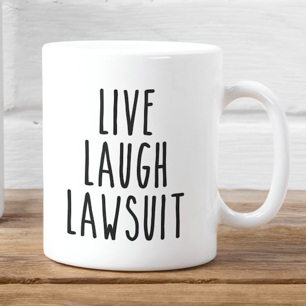 Live Laugh rechtszaak mok, grappige advocaat mok, trending mok, grappig cadeau voor vriend, cadeau voor advocaat, cadeau voor rechten student