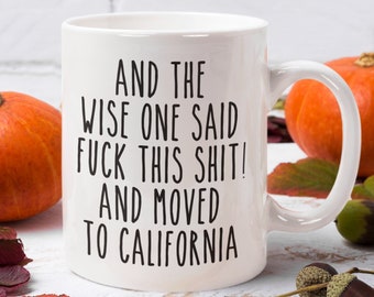 Verhuizen naar Californië cadeau, verhuizen naar Californië cadeau, Californië mok, verhuiscadeau collega, verhuiscadeau, grappig verhuiscadeau