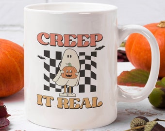Retro Halloween Coffee Mug | Cute Retro Mug | Creep it Real | Pumpkin mug
