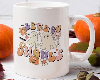 Retro Halloween Coffee Mug | Cute Retro Mug | Let's Go Ghouls | Pumpkin mug