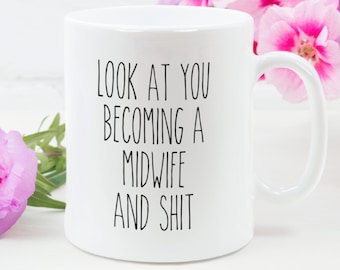 Vroedvrouw mok cadeau voor vroedvrouw student afstuderen cadeau, dank u gift, grappige geschenken voor verloskundigen, vroedvrouw felicitatie geschenken, student mok