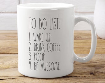 Taza de café divertida con lista de tareas pendientes, taza de café única, taza con cita motivacional inspiradora, regalo divertido,