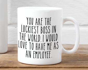Presente engraçado para chefe, presentes de chefe, caneca de café de chefe, você é o chefe mais sortudo, melhor chefe, presentes de mordaça de chefe, ideia de festa de escritório para chefe, caneca