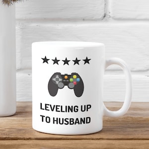 New Husband Mug | Leveling Up to Husband | Engagement Gift | Groom Gift | Gifts for Fiance | Fiance Gift for Him | Gift for Groom from Bride