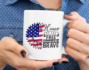 Home Of The Free Because Of The Brave Mug, Independence Day Mug, 4 juli mok, Amerikaanse mok, Amerikaanse vlag mok, vrijheid mok, vrijheid mok