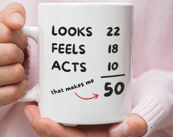 50th birthday gift, 50th birthday mug, 50 birthday glass, mugs for 50th birthday, fifty birthday, 50th birthday coffee mugs